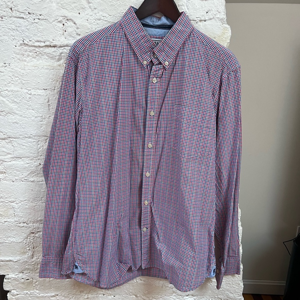 Man Outfitters Blue and Red Livingstone Plaid Classic Button Down